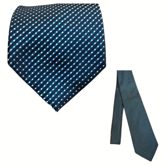 Hugo Boss 100% Silk Tie Blue Woven Jacquard Necktie Designer Accessory Holiday - Picture 1 of 8